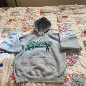 Michigan State Spartans block “S” P2 gray pullover hoodie green satin letters